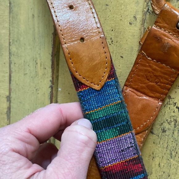 VINTAGE BELT BOHO PATCHWORK WESTERN LEATHER BELT SOUTHWEST STYLE UNISEX 36 main image 6